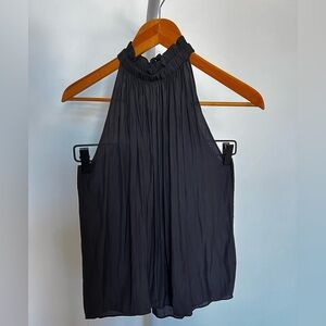 Ramy Brook Black Pleated Halter Top
